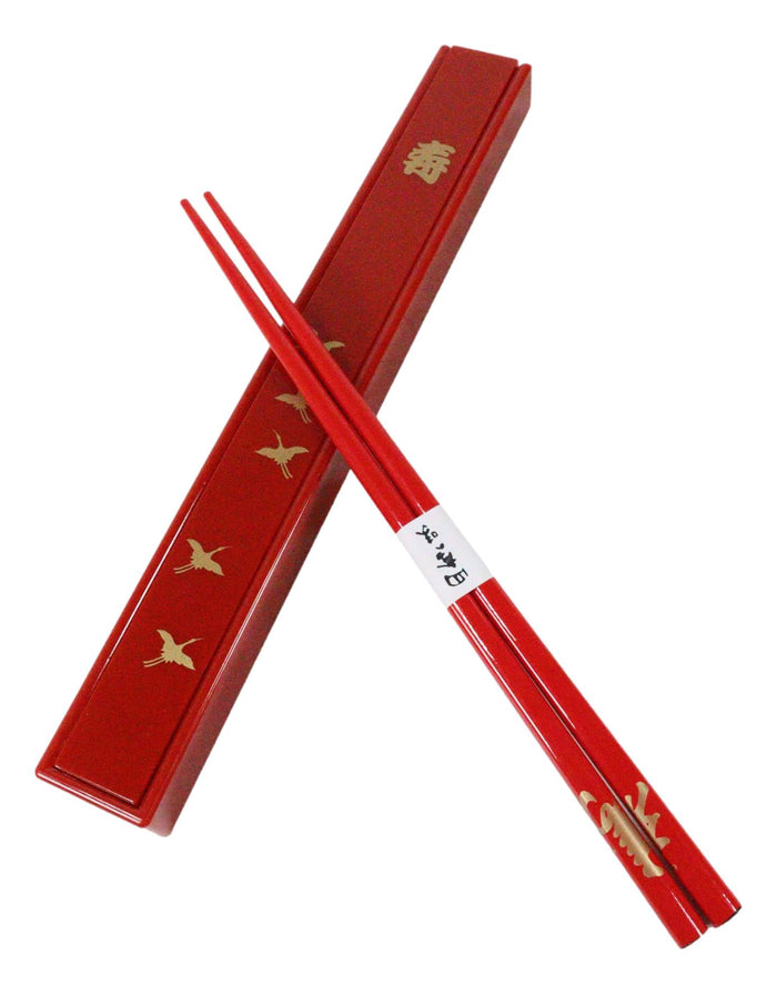 Ebros Gift Ebros Classy Crane Bird Lacquered Chopstick Set With Travel Storage Case Chopsticks