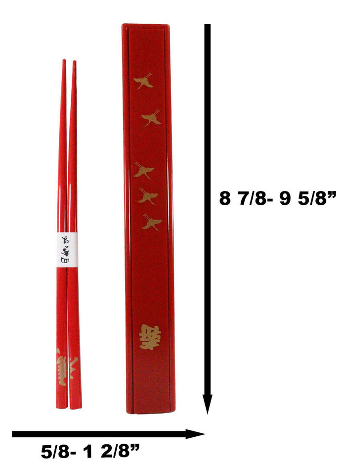 Ebros Gift Ebros Classy Crane Bird Lacquered Chopstick Set With Travel Storage Case Chopsticks