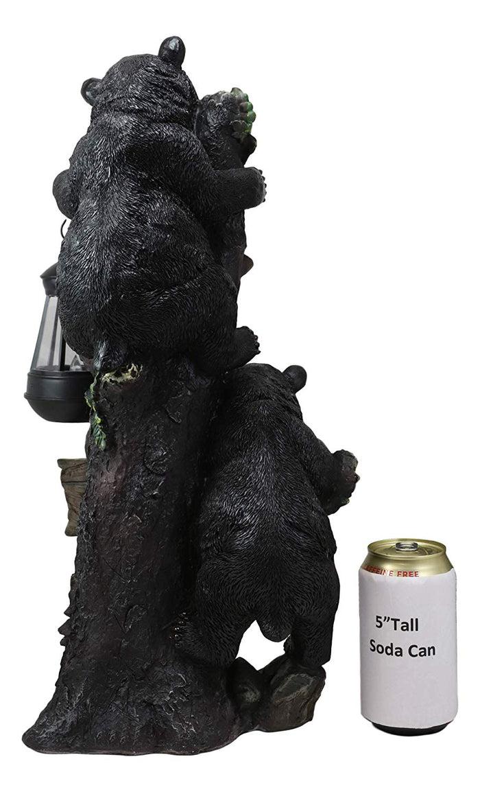 Ebros Gift Ebros Climbing Black Bear Cubs Garden Light Welcome Statue Figurine Solar LED Lantern