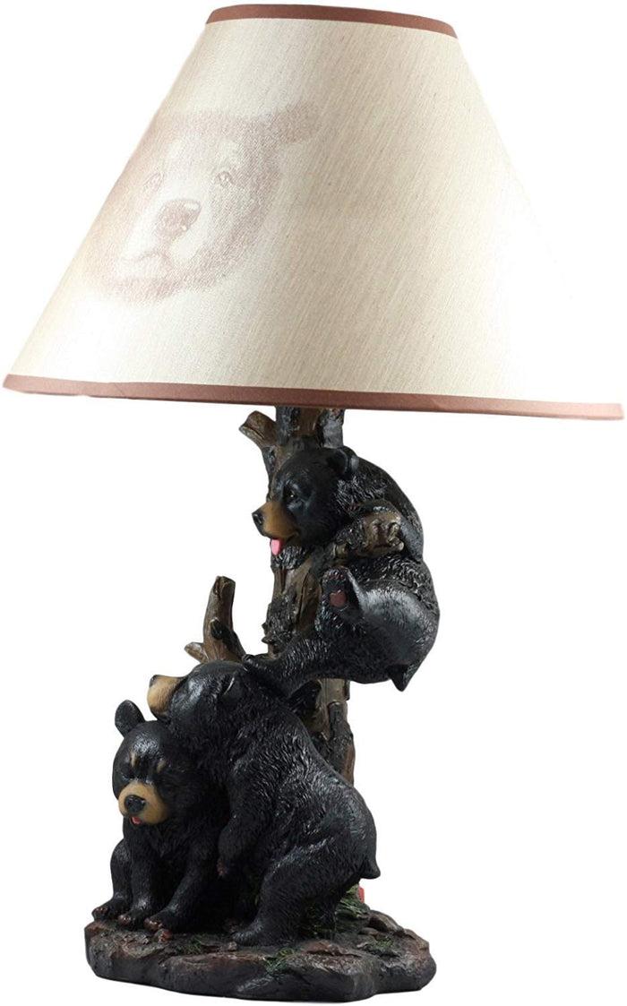Ebros Gift Ebros Climbing Black Bear Cubs Table Lamp With Bear Shade Desk Lamp (Set Of 2)