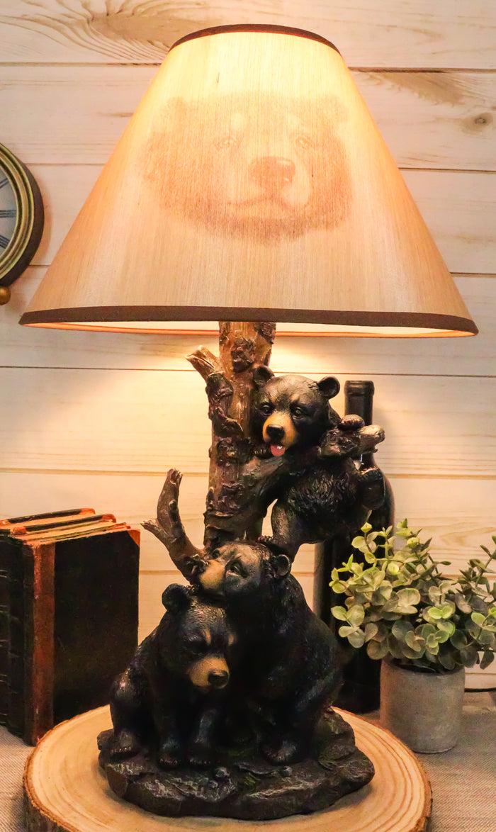 Ebros Gift Ebros Climbing Black Bear Cubs Table Lamp With Bear Shade Desk Lamp (Set Of 2)