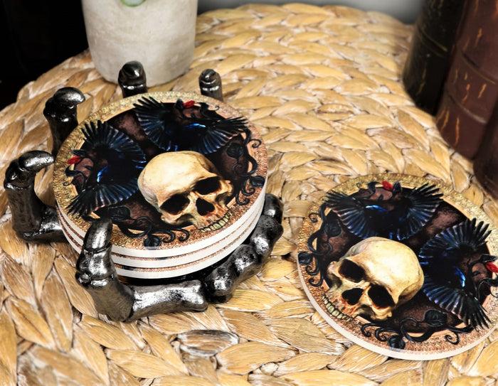 ebros gift Ebros Clutch Of The Dead Skeleton Hand Coaster Holder W/ 4 Skull Coasters