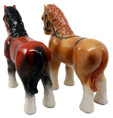 Ebros Gift Ebros Clydesdale Horse Salt & Pepper Shakers Scotland Sabino Draught Horse Ceramic 4"L