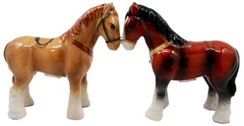 Ebros Gift Ebros Clydesdale Horse Salt & Pepper Shakers Scotland Sabino Draught Horse Ceramic 4"L