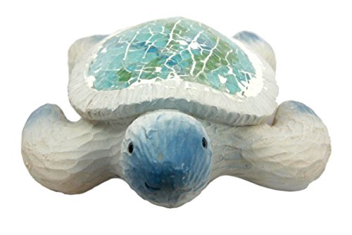 Ebros Gift Ebros Coastal Ocean Giant Sea Turtle Statue With Crushed Glass Mosaic Shell Nautical Decor Figurine
