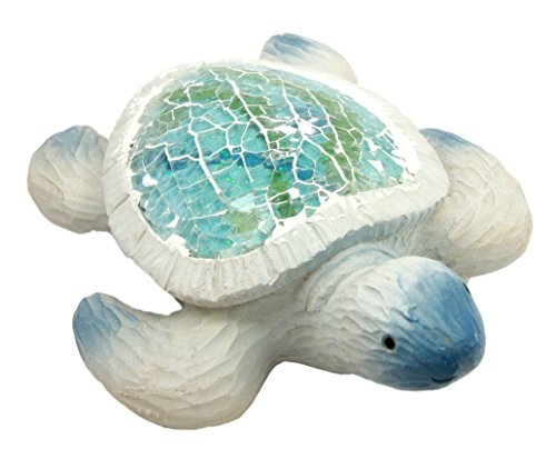 Ebros Gift Ebros Coastal Ocean Giant Sea Turtle Statue With Crushed Glass Mosaic Shell Nautical Decor Figurine
