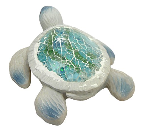 Ebros Gift Ebros Coastal Ocean Giant Sea Turtle Statue With Crushed Glass Mosaic Shell Nautical Decor Figurine