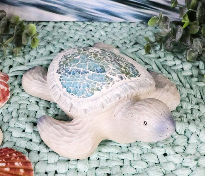 ebros gift Ebros Coastal Ocean Giant Sea Turtle Statue With Crushed Glass Mosaic Shell Nautical Decor Figurine