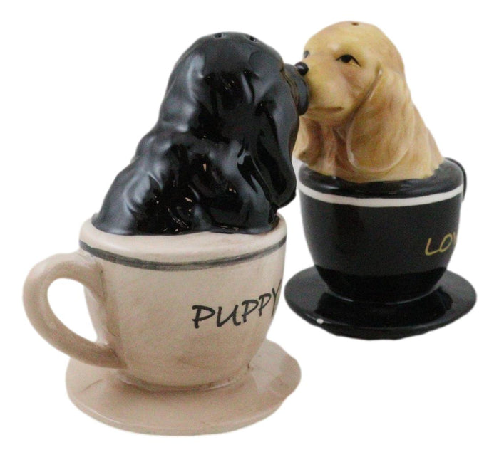 Ebros Gift Ebros Cocker Spaniel Puppy Love Magnetic Ceramic Salt Pepper Shakers Set
