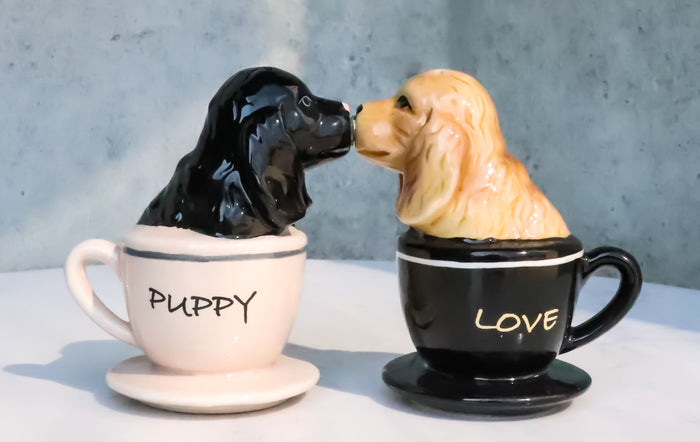 ebros gift Ebros Cocker Spaniel Puppy Love Magnetic Ceramic Salt Pepper Shakers Set