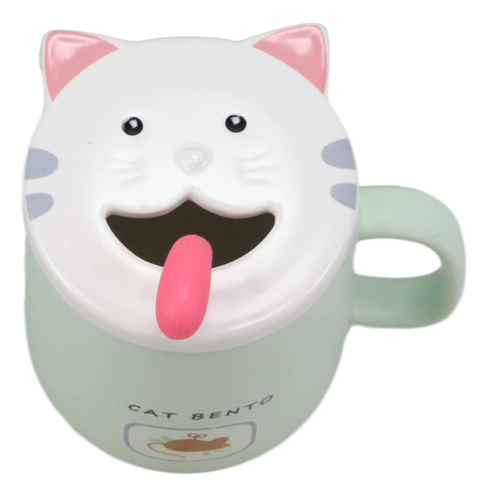 Ebros Gift Ebros Coffee Mug Cup With Spoon And Lid 14oz Kittens Or Cats Mugs (Pastel Green)