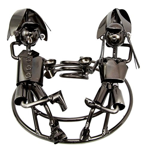 Ebros Gift Ebros Collectibles Honeymoon Beach Couple Lovers Hand Made Metal Wine Bottle Holder