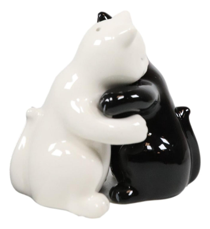 Ebros Gift Ebros Colorful Ceramic Black White Cats Couple Hugging Dancing Salt Pepper Shakers Set