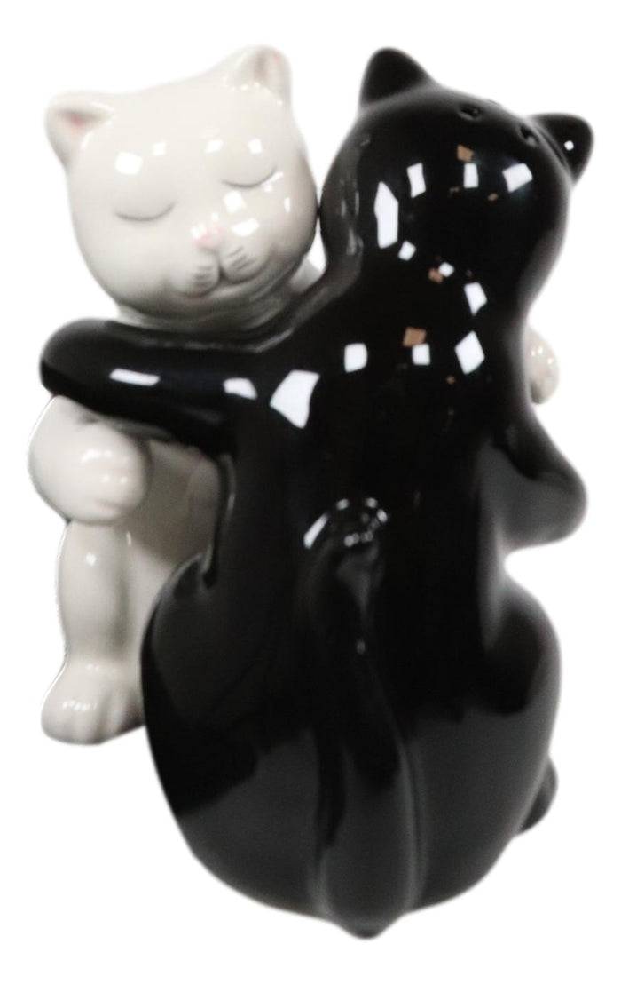 Ebros Gift Ebros Colorful Ceramic Black White Cats Couple Hugging Dancing Salt Pepper Shakers Set