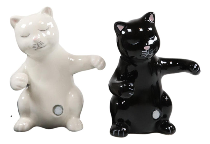 Ebros Gift Ebros Colorful Ceramic Black White Cats Couple Hugging Dancing Salt Pepper Shakers Set