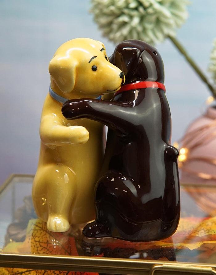 ebros gift Ebros Colorful Ceramic Labradors Dog Couple Hugging Dancing Salt Pepper Shakers Set