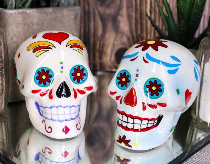 ebros gift Ebros Colorful Day Of The Dead Blue And White Sugar Skulls Salt And Pepper Shakers Set