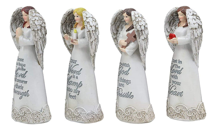 Ebros Gift Ebros Colorful Divine Angels With Inspirational Faith Scriptures Figurine Set Of 4