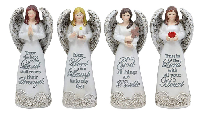 ebros gift Ebros Colorful Divine Angels With Inspirational Faith Scriptures Figurine Set of 4