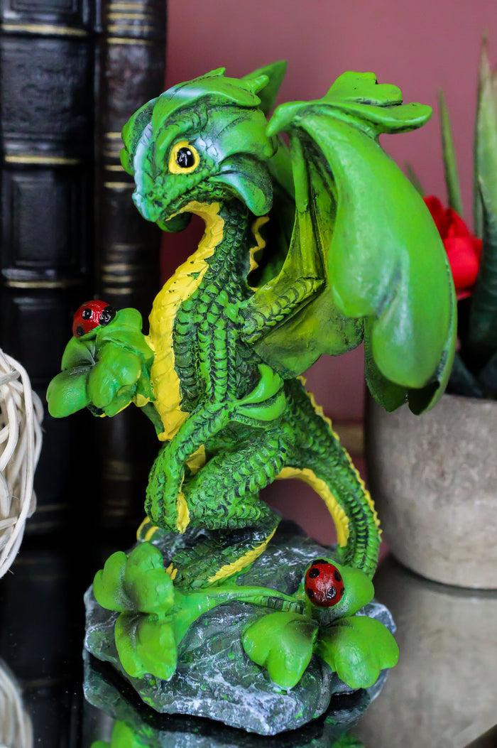 Ebros Gift Ebros Colorful Green Irish Lucky Clover Dragon With Ladybugs Statue By Stanley Morrison