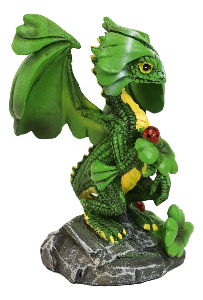 Ebros Gift Ebros Colorful Green Irish Lucky Clover Dragon With Ladybugs Statue By Stanley Morrison