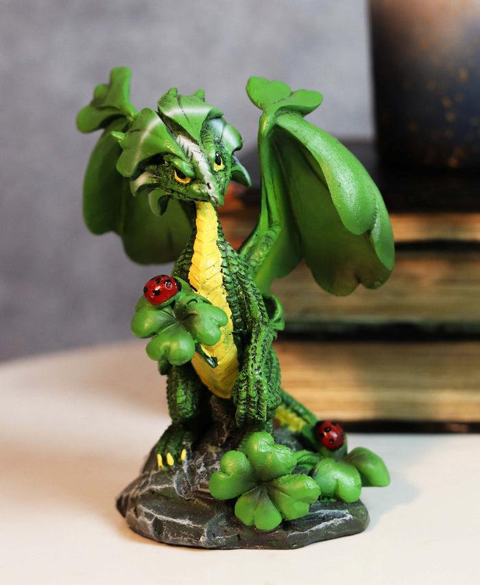 ebros gift Ebros Colorful Green Irish Lucky Clover Dragon with Ladybugs Statue by Stanley Morrison
