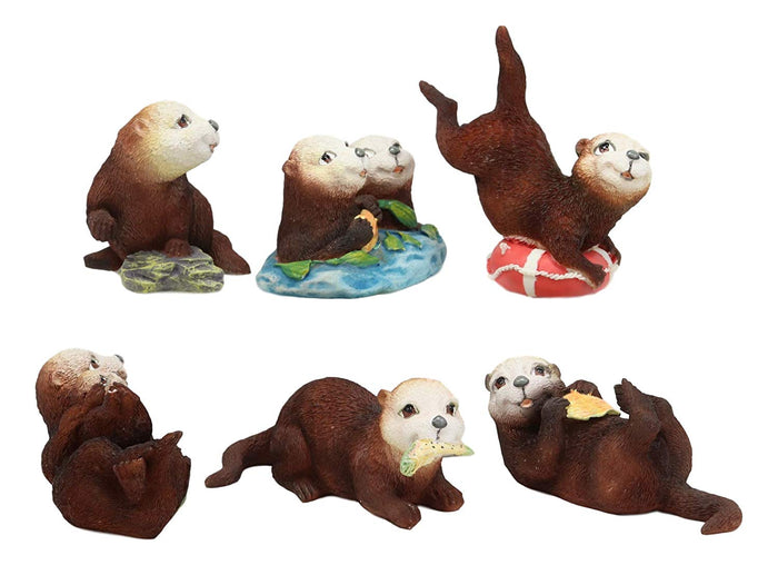 Ebros Gift Ebros Colorful Nautical Pacific Sea Otters Family Miniature Figurines Set Of 6