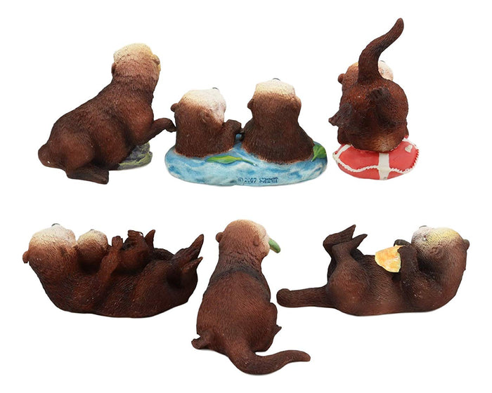 Ebros Gift Ebros Colorful Nautical Pacific Sea Otters Family Miniature Figurines Set Of 6