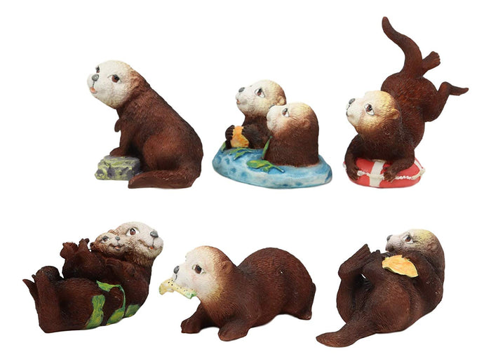Ebros Gift Ebros Colorful Nautical Pacific Sea Otters Family Miniature Figurines Set Of 6