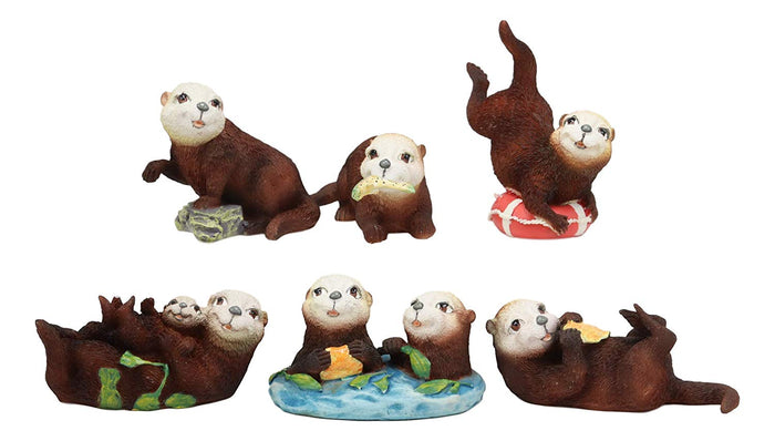 ebros gift Ebros Colorful Nautical Pacific Sea Otters Family Miniature Figurines Set of 6