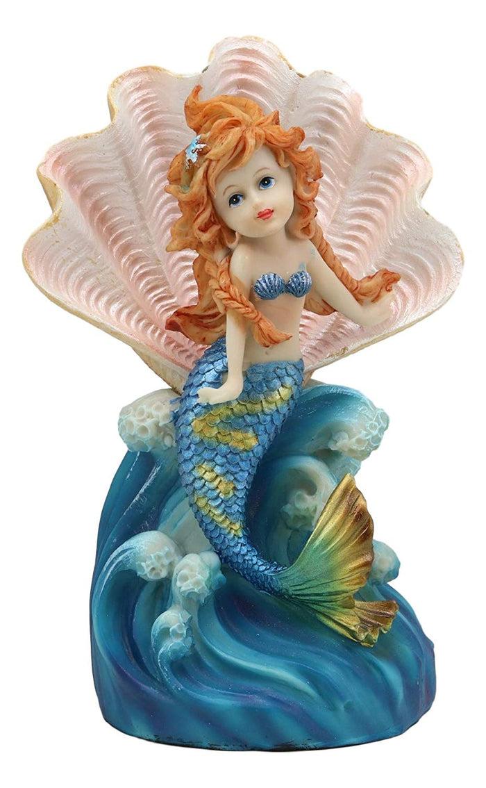 Ebros Gift Ebros Colorful Ocean Mermaid Mergirl With Giant Shell Rising Over The Waves Figurine