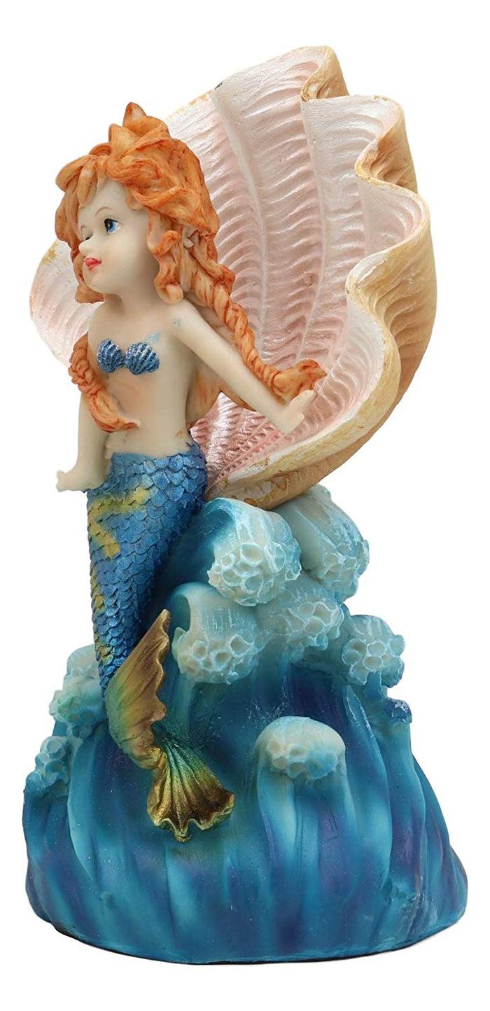 Ebros Gift Ebros Colorful Ocean Mermaid Mergirl With Giant Shell Rising Over The Waves Figurine