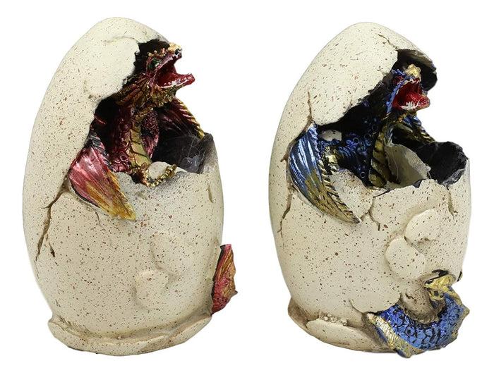 Ebros Gift Ebros Colorful Red Blue Fantasy Egg Hatchling Baby Dragon Wyrmling Figurines Set Of 2