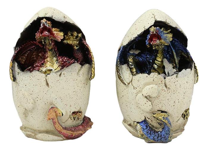 Ebros Gift Ebros Colorful Red Blue Fantasy Egg Hatchling Baby Dragon Wyrmling Figurines Set Of 2