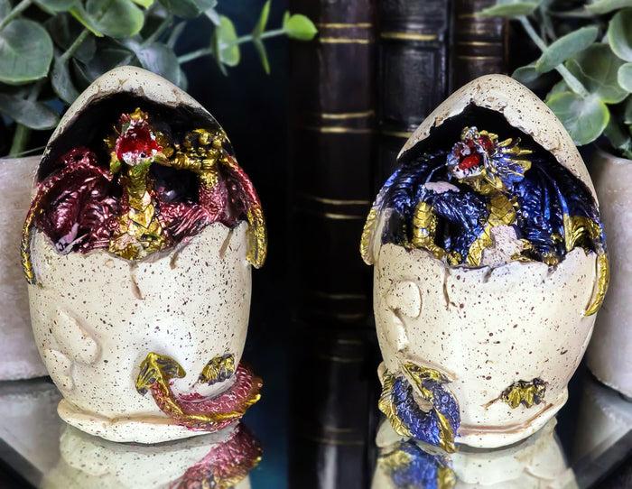 ebros gift Ebros Colorful Red Blue Fantasy Egg Hatchling Baby Dragon Wyrmling Figurines Set of 2