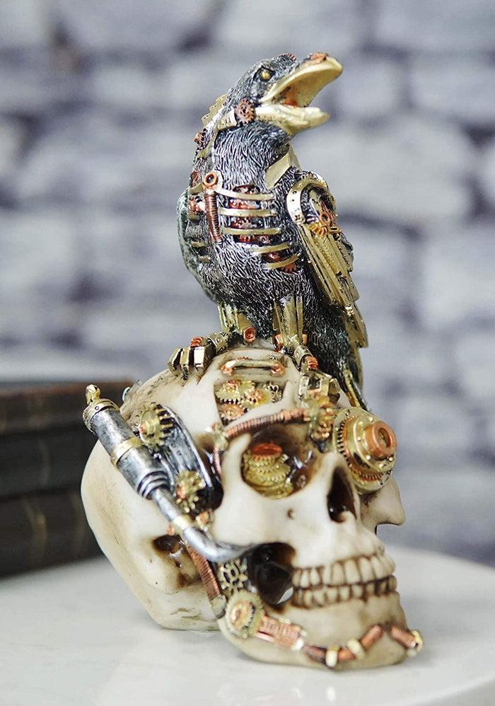 ebros gift Ebros Colorful Steampunk Cyborg Raven On Submariner Clockwork Gears Skull Statue