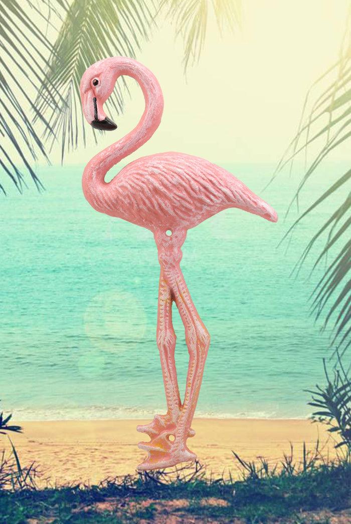 ebros gift Ebros Colorful Tropical Rainforest Paradise Pink Flamingo Bird Cast Iron Wall Hanging Decor Figurine 3D Plaque Sculpture Nature Lovers Birds Collectors Decor 13.25" Tall