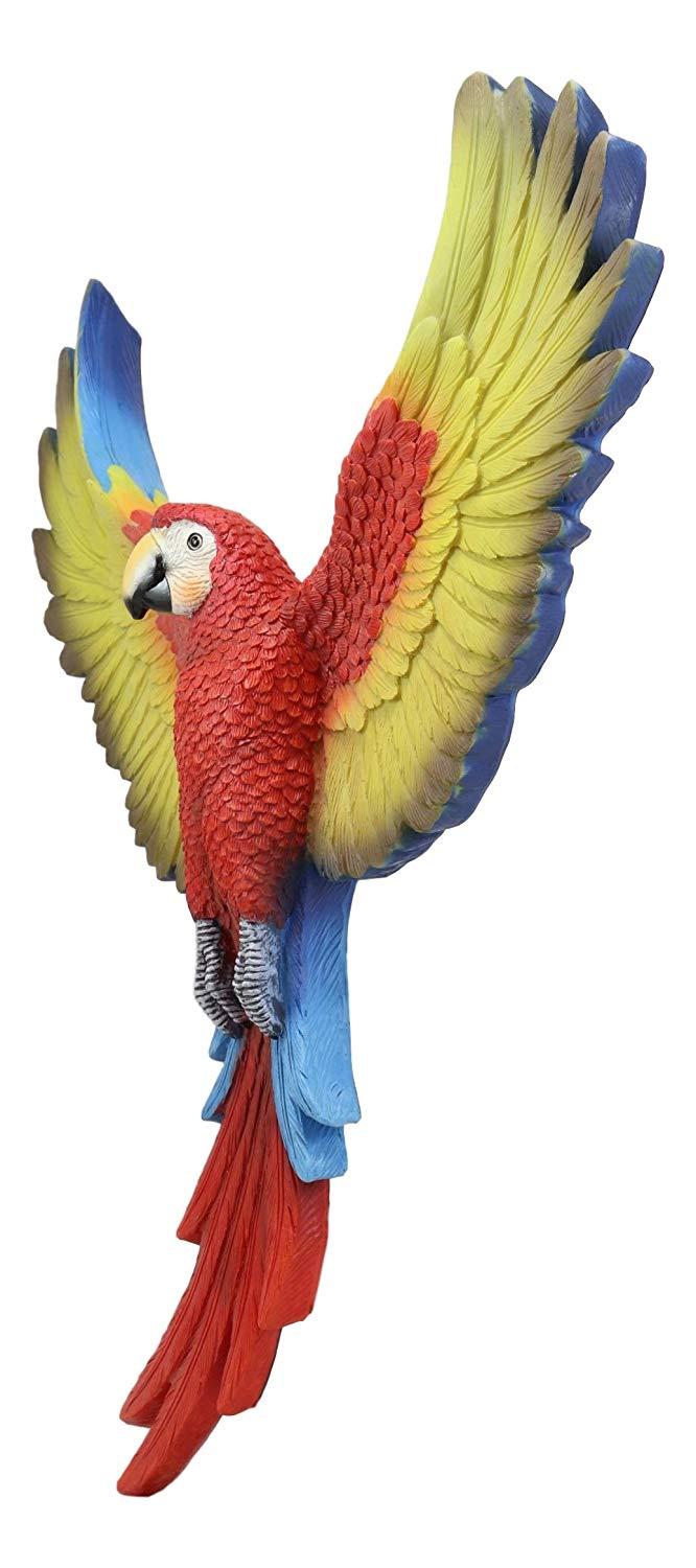 Ebros Gift Ebros Colorful Tropical Rainforest Rio Red Scarlet Macaw Parrot With Open Wings Wall Hanging Decor Figurine 3D Plaque Sculpture Nature Lovers Birds Collectors Decor 15.5" Tall