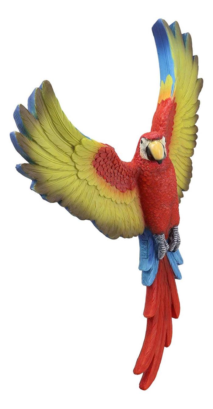 Ebros Gift Ebros Colorful Tropical Rainforest Rio Red Scarlet Macaw Parrot With Open Wings Wall Hanging Decor Figurine 3D Plaque Sculpture Nature Lovers Birds Collectors Decor 15.5" Tall