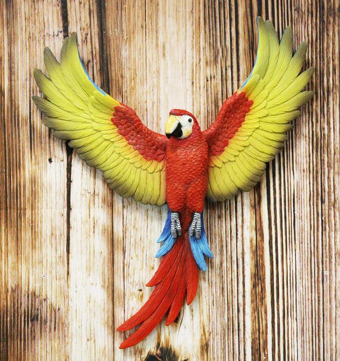 ebros gift Ebros Colorful Tropical Rainforest Rio Red Scarlet Macaw Parrot with Open Wings Wall Hanging Decor Figurine 3D Plaque Sculpture Nature Lovers Birds Collectors Decor 15.5" Tall