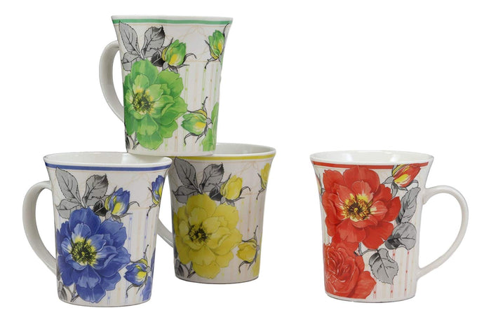 Ebros Gift Ebros Colorful Victorian Floral Blossoms Glazed Porcelain Ceramic 12oz Mug 4"H