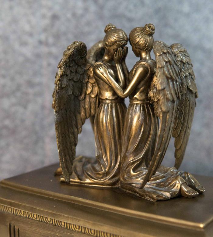 Ebros Gift Ebros Comforting Twin Angels Solace Cremation Urn Memorial Figurine 200 CuIn