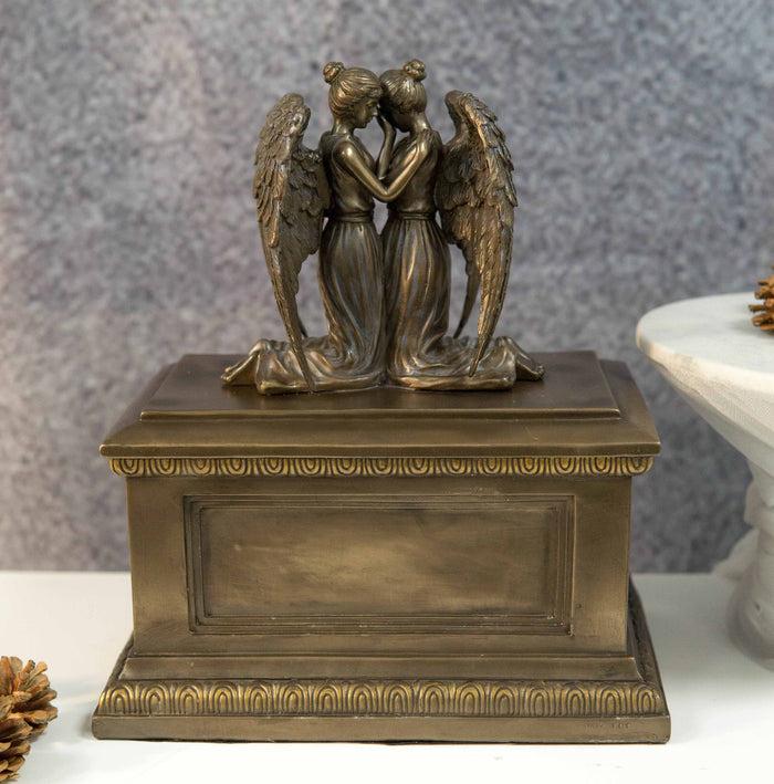 ebros gift Ebros Comforting Twin Angels Solace Cremation Urn Memorial Figurine 200 CuIn