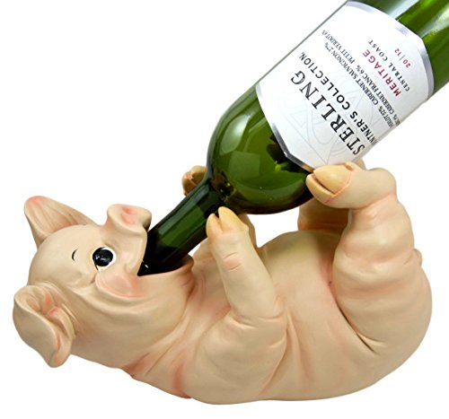 Ebros Gift Ebros Comical Pork Chops Pig Wine Holder Figurine Sculpture Kitchen Hosting Organizing Decor