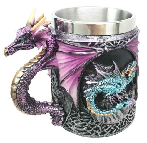 Ebros Gift Ebros Conception Blue Fire Purple Dragon Beer Stein Tankard Coffee Cup Mug 12oz