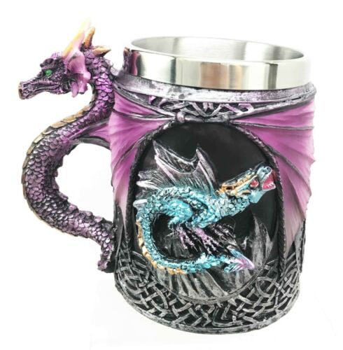 Ebros Gift Ebros Conception Blue Fire Purple Dragon Beer Stein Tankard Coffee Cup Mug 12oz