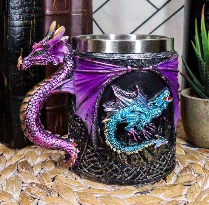 ebros gift Ebros Conception Blue Fire Purple Dragon Beer Stein Tankard Coffee Cup Mug 12oz
