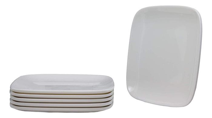 Ebros Gift Ebros Contemporary 6.5" Square White Jade Melamine Dessert Plates Pack Of 6