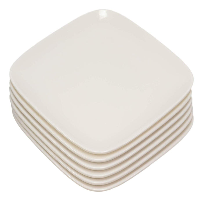 Ebros Gift Ebros Contemporary 6.5" Square White Jade Melamine Dessert Plates Pack Of 6