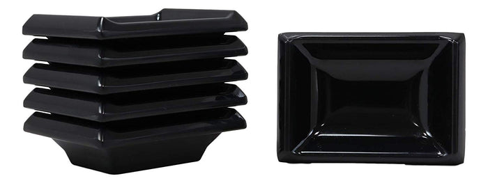 ebros gift Ebros Contemporary Black Jade Melamine Tetragon Artistic Design Condiments Ketchup BBQ Soy Sauce 2oz Dipping Bowls or Dishes Home Kitchen Party Dining Restaurant Supply Dip Bowl Dish Set of 6